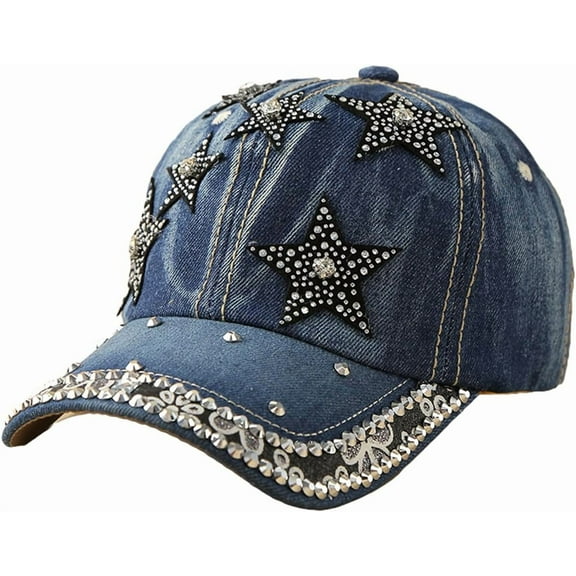 Women's Denim Baseball Cap with Pearl Rhinestone Trendy Y2k Visors UV Protection Sun Hat Outdoor 2025