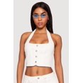 thumbnail image 1 of Women's Denim Button Front Cropped Halter Blazer Vest, 1 of 4