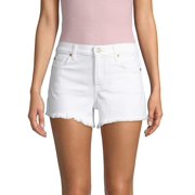 7 For All Mankind Mid-Rise Cut-Off Denim Shorts Women's 31 White Raw-Edge Hems