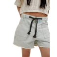 thumbnail image 1 of Women's Denim Drawstring Pockets High Rise Knee Length Pants Jorts Shorts for Casual Summer Light Blue S, 1 of 8