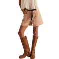 thumbnail image 1 of Women's Denim Drawstring Pockets High Rise Knee Length Pants Jorts Shorts for Casual Summer Orange S, 1 of 8