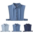 thumbnail image 1 of Women's Denim False Collar, Detachable Layering Dickey for Sweaters and Blouses, Button Down Decorative Collar to Refresh Tops and Dresses-Blue, 1 of 9