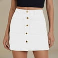 thumbnail image 1 of Women's Denim High Waisted Stretchy Mini Jean Skirt Trendy Button Front Pencil Design with Patch Pockets Comfortable Casual Outfit, 1 of 3