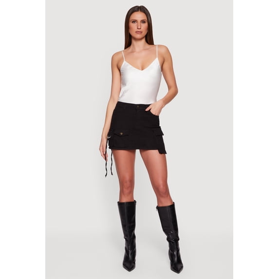Women's Denim High Waisted Utility Mini Skirt