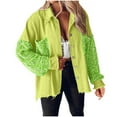 thumbnail image 1 of Women's Denim Jacket Cropped Sequins Jean Jacket Coat Frayed Hem Long Sleeve Casual Trendy Cardigans Outwear (S, Green), 1 of 5