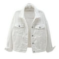 thumbnail image 1 of Women's Denim Jacket Fashion Casual Button Front Coat with Pockets Stylish Short Outerwear for Ladies, 1 of 2