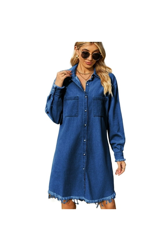 Women's Denim Jacket Fur-Trimmed Washed Fringe Outwear Casual Cowboy Blouse for Women