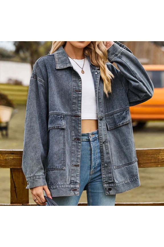 Women's Denim Jacket Washed Slim Fit Casual Lightweight Stretch Comfortable Stylish Cropped Outerwear Coat