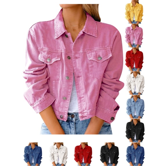 Women's Denim Jackets Casual Durable Long Sleeve Cardigan Pocket Coat Top Jackets Casual Outerwear For Women Street Style