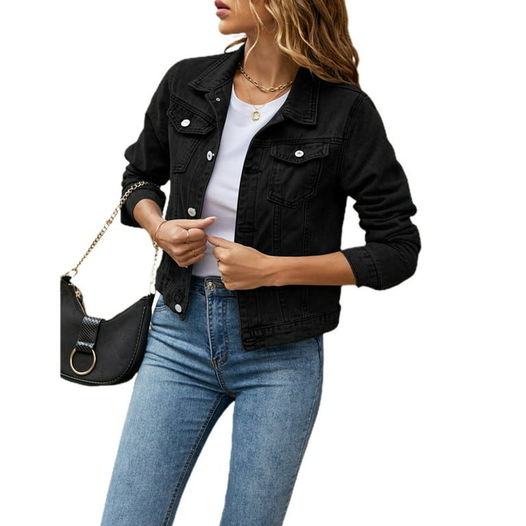 Women's Lightweight Denim Jacket, Casual Long Sleeve, Button Women's Lightweight Denim Jacket, Casual Long Sleeve, Button