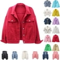 thumbnail image 1 of Women's Denim Jackets Women's Basic Solid Color Button Down Denim Cotton Jacket With Pockets Denim Jacket Coat, 1 of 5