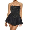 thumbnail image 1 of Women's Denim Mini Dress Sexy Off Shoulder Corset Tube Pleated Bodycon Summer Jean Dresses Casual Clubwear Trendy Outfits, 1 of 2
