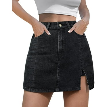 Women's Denim Mini Skort High Waisted Stretch Casual Jean Skirt Shorts 5 Pockets