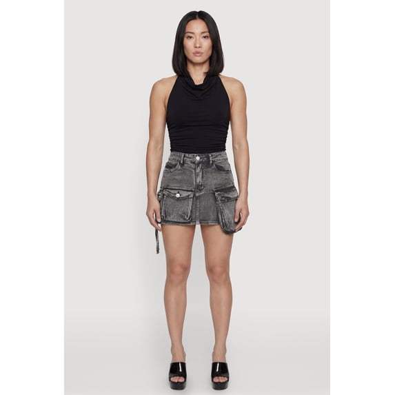 Women's Denim Mini Utility Skirt