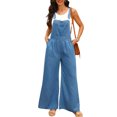 thumbnail image 1 of Women's Denim Overalls - Fashion Casual Suspender Pants, Blue Size L, 1 of 5