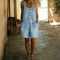thumbnail image 1 of Women's Denim Overalls Y2K Wide Leg Loose Bib Jean Rompers Button Front Adjustable Straps Causal Jumpsuits with Pockets, 2XL, 1 of 5