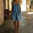 thumbnail image 1 of Women's Denim Overalls Y2K Wide Leg Loose Bib Jean Rompers Button Front Adjustable Straps Causal Jumpsuits with Pockets, M, 1 of 5