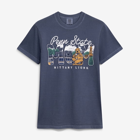 Women's  Denim Penn State Nittany Lions Comfort Colors Campus Drawing Mom T-Shirt