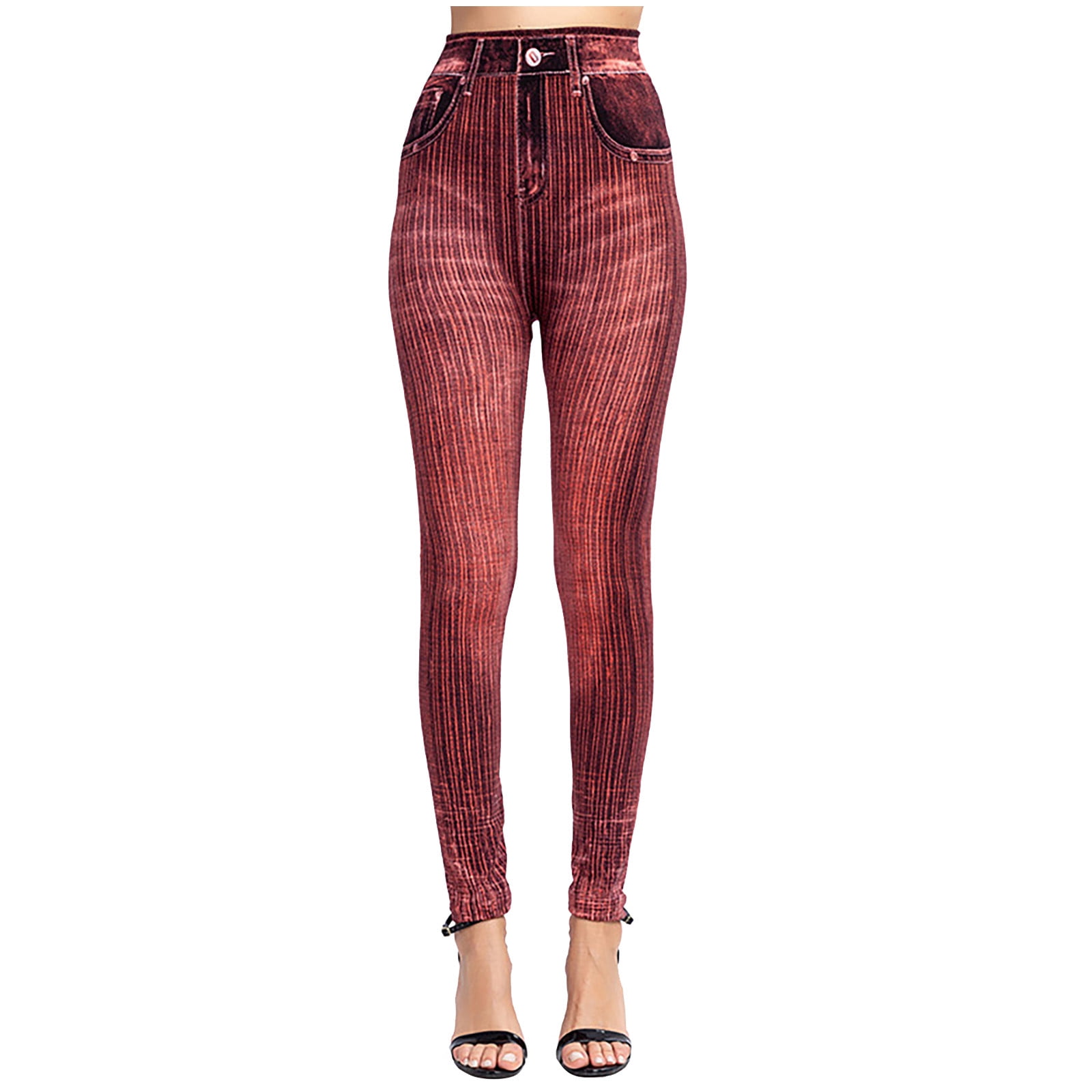Onsoyours Jeggings Imitation Jean Femme Taille Haute Stretch - Leggings Slim