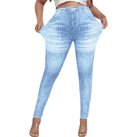 Women's Denim Print Sexy Leggings Stylish Long Pants For Casual Wear