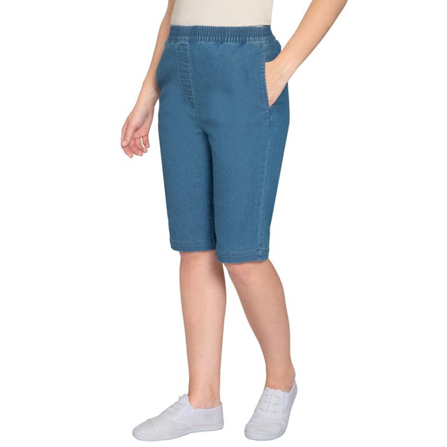 Women's Denim Pull On Bermuda Shorts Easy Pull On Styles in