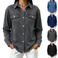 thumbnail image 1 of Women's Denim Shirt Jacket Sevevn Classic Button Down Long Sleeve Chest Pockets Relaxed Loose Fit Casual Jean Shacket Coat for Daily Outings Wear, 1 of 8