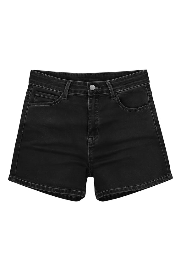 Women's Denim Shorts Low Waisted Washed Summer Elastic Ripped Destroyed Flat Bermuda Short Slim Fit Bottom Casual Jean Shorts
