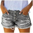 thumbnail image 1 of Women's Denim Shorts Mid Rise Distressed Jean Shorts Womens Shorts Stretchy Jeans with Pockets Summer Plus Size, 1 of 7