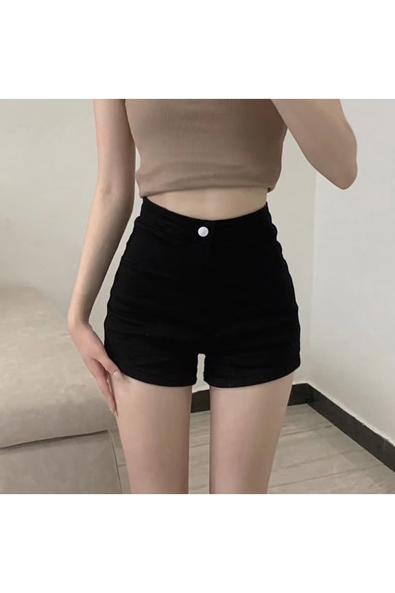 Women's Denim Shorts Skinny Stretch Straight Leg Jeans Casual High Waist Shorts Jeans Hip-Hugging Slimming Versatile Cowboy Short Pants