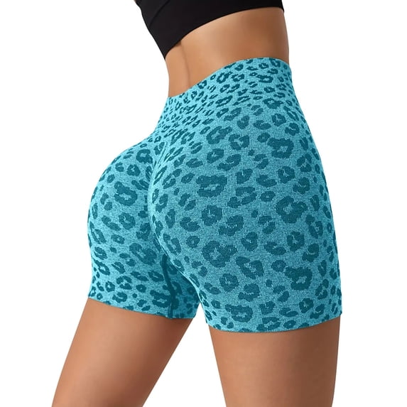 Women's Denim Shorts Women'S Leopard High Waisted Biker Shorts Athletic Workout Running Gym Yoga Shorts,Blue Women's Shorts S
