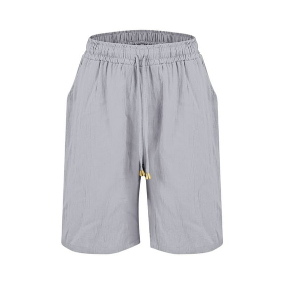 Women's Denim Shorts Womens Casual Solid Side Pockets Pants Shorts Elastic Waist Pockets Daily Mid Long Shorts,Gray Women's Shorts XXL