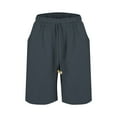 thumbnail image 1 of Women's Denim Shorts Womens Casual Solid Side Pockets Pants Shorts Elastic Waist Pockets Daily Mid Long Shorts,Gray Women's Shorts XXXXXL, 1 of 6