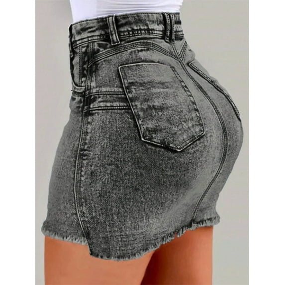 Women's Denim Skirt Elastic Casual High Waisted Lifted Hip Denim Short Skirt A-Line Mini Pencil Skirt