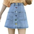thumbnail image 1 of Women's Denim Skirt with Button Detailing - High Waist, A Line, S-XXL Sizes, Lightweight for Summer, Easy Care, 1 of 6