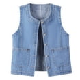 thumbnail image 1 of Women's Denim Vest Plus Size Sleeveless Jean Jackets Waistcoats Slim-Fit Button Down Dressy Casual Coats Light Blue, 2XL, 1 of 4