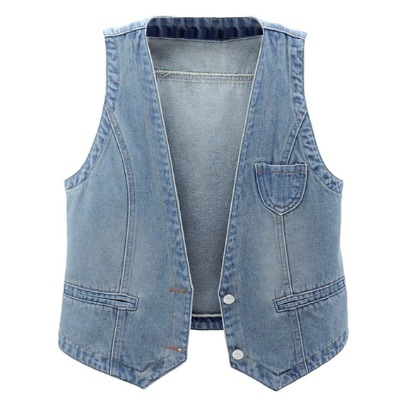 Women's Denim Vest Short, Slim Fit, Korean Version Jacket Vest, High-Quality Denim, for Summer, Business Casual
