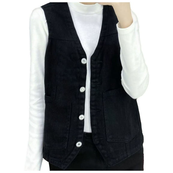 Women's Denim Vest Short, Slim Fit, Korean Version Jacket Vest, High-Quality Denim, for Summer, Business Casual