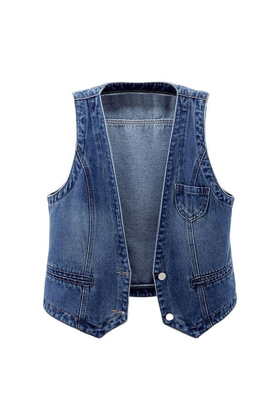 Women's Denim Vest Short, Slim Fit, Korean Version Jacket Vest, High-Quality Denim, for Summer, Business Casual