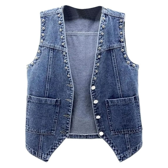 Women's Denim Vest, Short Slim Fit Korean Version, Polyester, Summer - suitable, Multiple Sizes