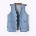 thumbnail image 1 of Women's Denim Vest Women's Short Everything Slim Fit Korean Version Jacket Vest Womens plus Fall Jacket Ski Ware for Woman Women's Wool Vest Cropped Fringe Vest Utility Vest Women Long down Vest, 1 of 3