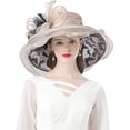 thumbnail image 1 of Women's Derby Church Hat Bridal Tea Party Wedding Party Sun Hat with Detachable Hat Flower as Fascinators, 1 of 6