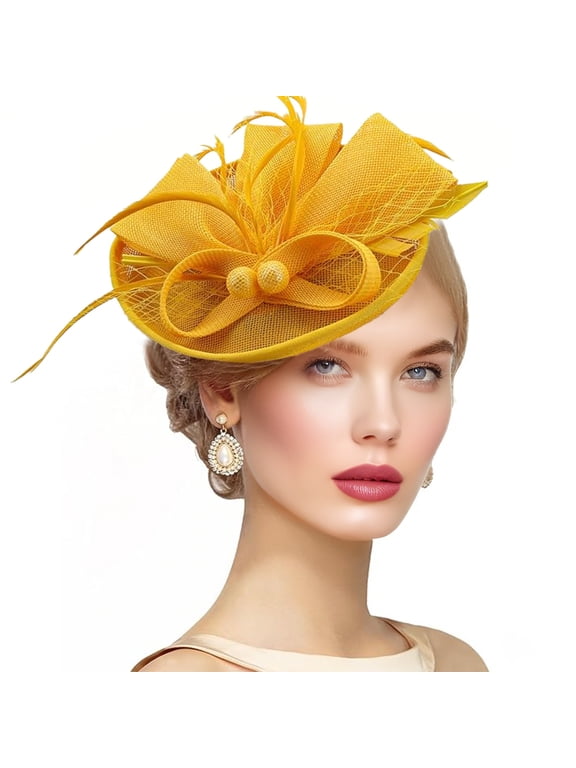 Women's Derby Hat for Tea Party, Elegant Wide Brim Faux Linen Fascinator for Kentucky Derby Wedding Garden Events, Breathable Sun Protection Headwear