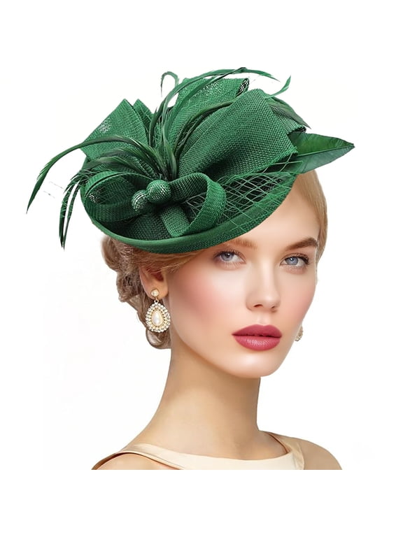 Women's Derby Hat for Tea Party, Elegant Wide Brim Faux Linen Fascinator for Kentucky Derby Wedding Garden Events, Breathable Sun Protection Headwear