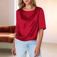 thumbnail image 1 of Women's Design Satin Short Sleeved T Shirt Silk Half Sleeved Shirt with Inner Top Women Tops Turtleneck Tee for Women Summer Sports Women Women Long Sleeved T Shirts Athletic Shirts Women Loose, 1 of 4