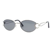 Women s Designer Inspired Rhinestone Oval Sunglasses UV400 Silver, Black