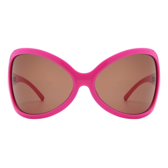 Women's Designer Sunglasses Oversized Wrap Around Butterfly Shield Pink, Brown