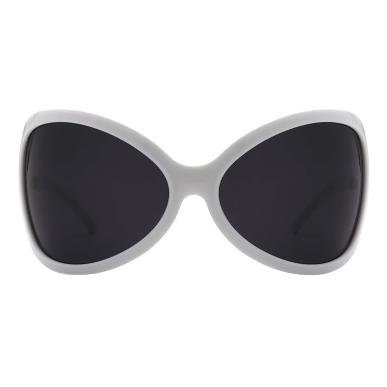 White Designer-Style Sunglasses with Black Accents Side Logo Detail White Trim Oversized Sunglasses In Black  main image 2