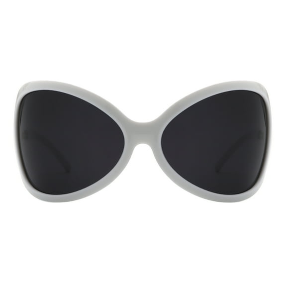 Women's Designer Sunglasses Oversized Wrap Around Butterfly Shield White, Black