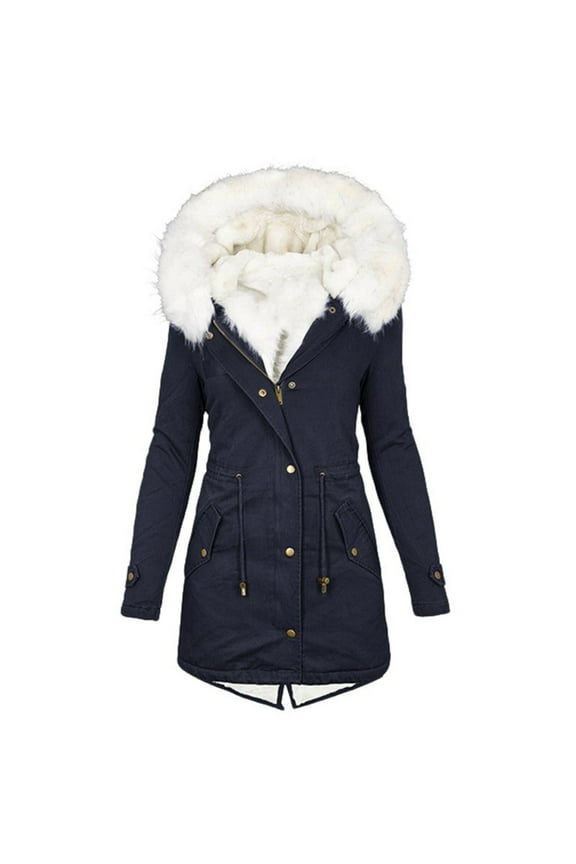 Women's Designer Warm Winter Parka Quilted ed Long Coat Jacket Fleece Lined Body Faux Fur Coat Outdoor Windproof Thick Jackets Zip Up Outerwear With Fuffly Plus Size