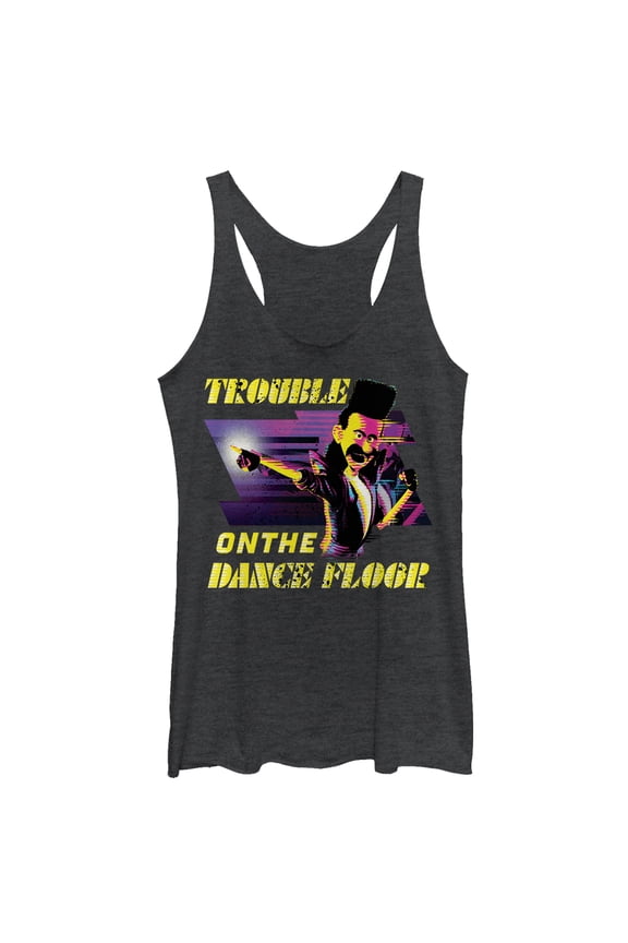 Women's Despicable Me 3 Balthazar Trouble Dance Floor Racerback Tank Top Black Heather Small